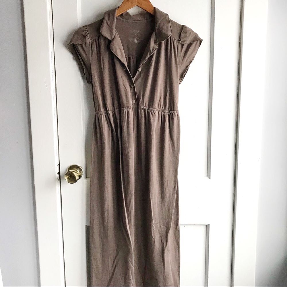 Long soft brown maternity dress